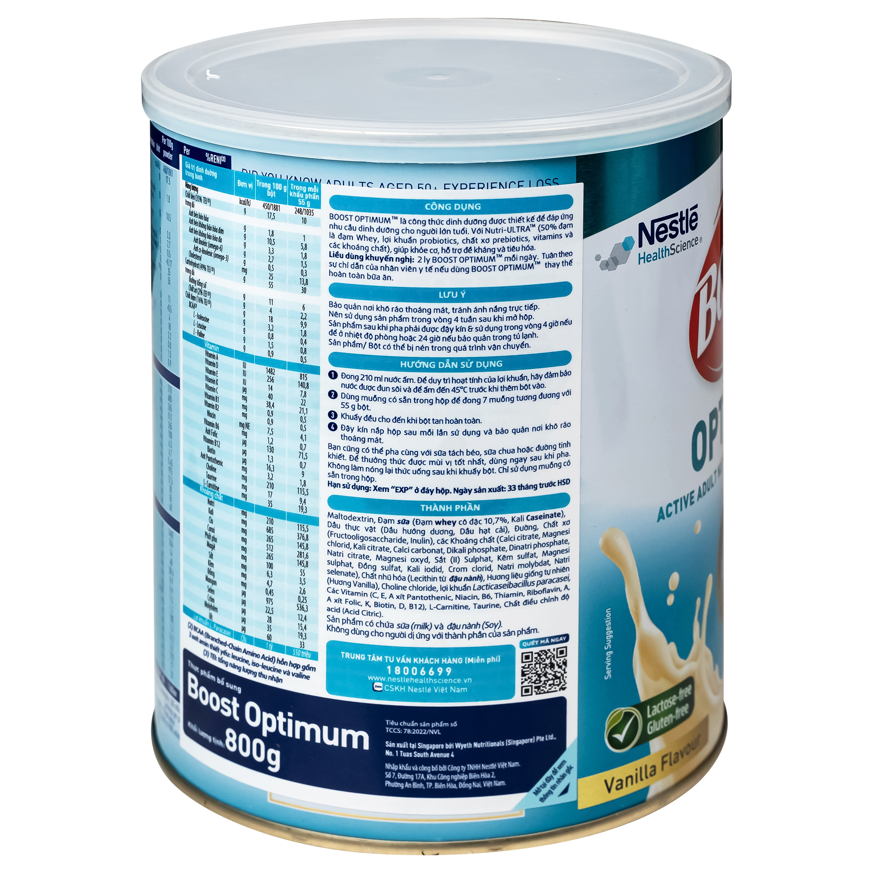 Sữa bổ sung vitamin khoáng chất cho cơ thể Boost Optimum Nestlé (800g)