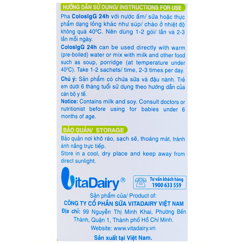 Sữa non hỗ trợ tăng cường miễn dịch và tiêu hóa ColosIgG (60 gói x 1.5g)