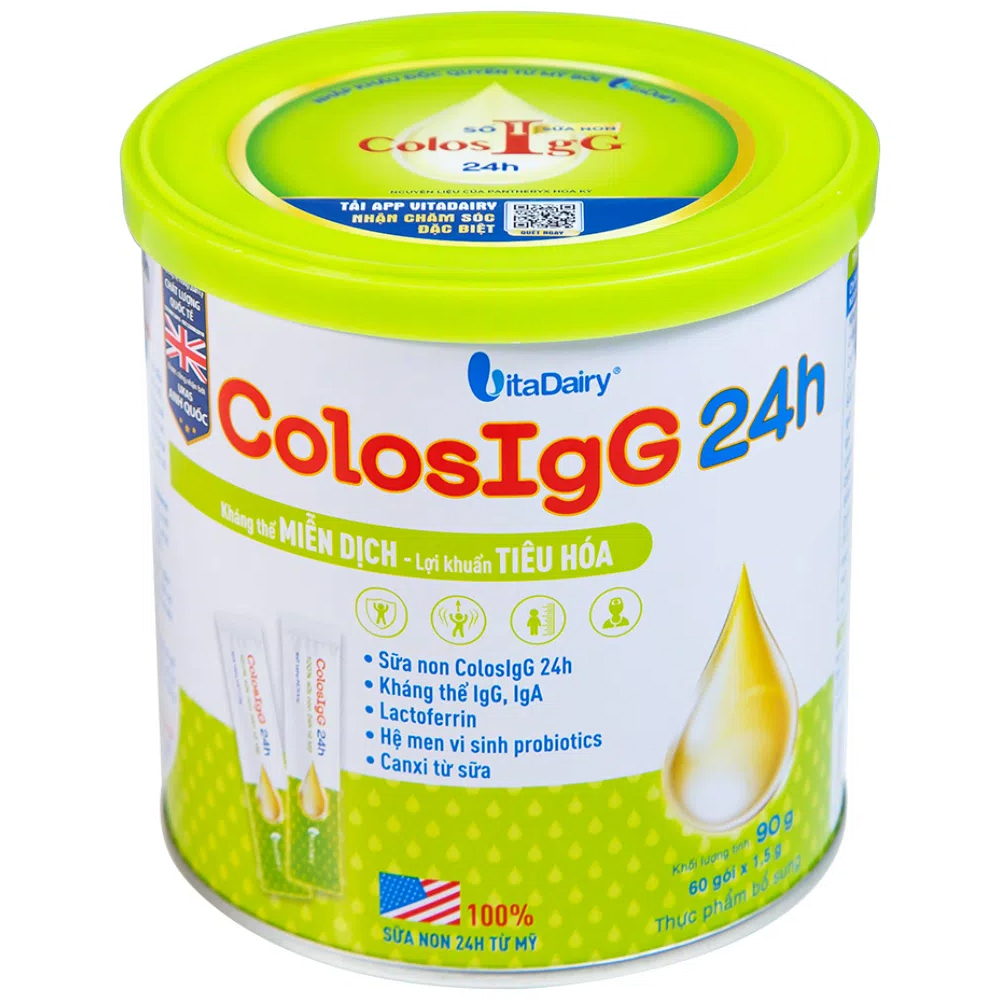 Sữa non hỗ trợ tăng cường miễn dịch và tiêu hóa ColosIgG (60 gói x 1.5g)