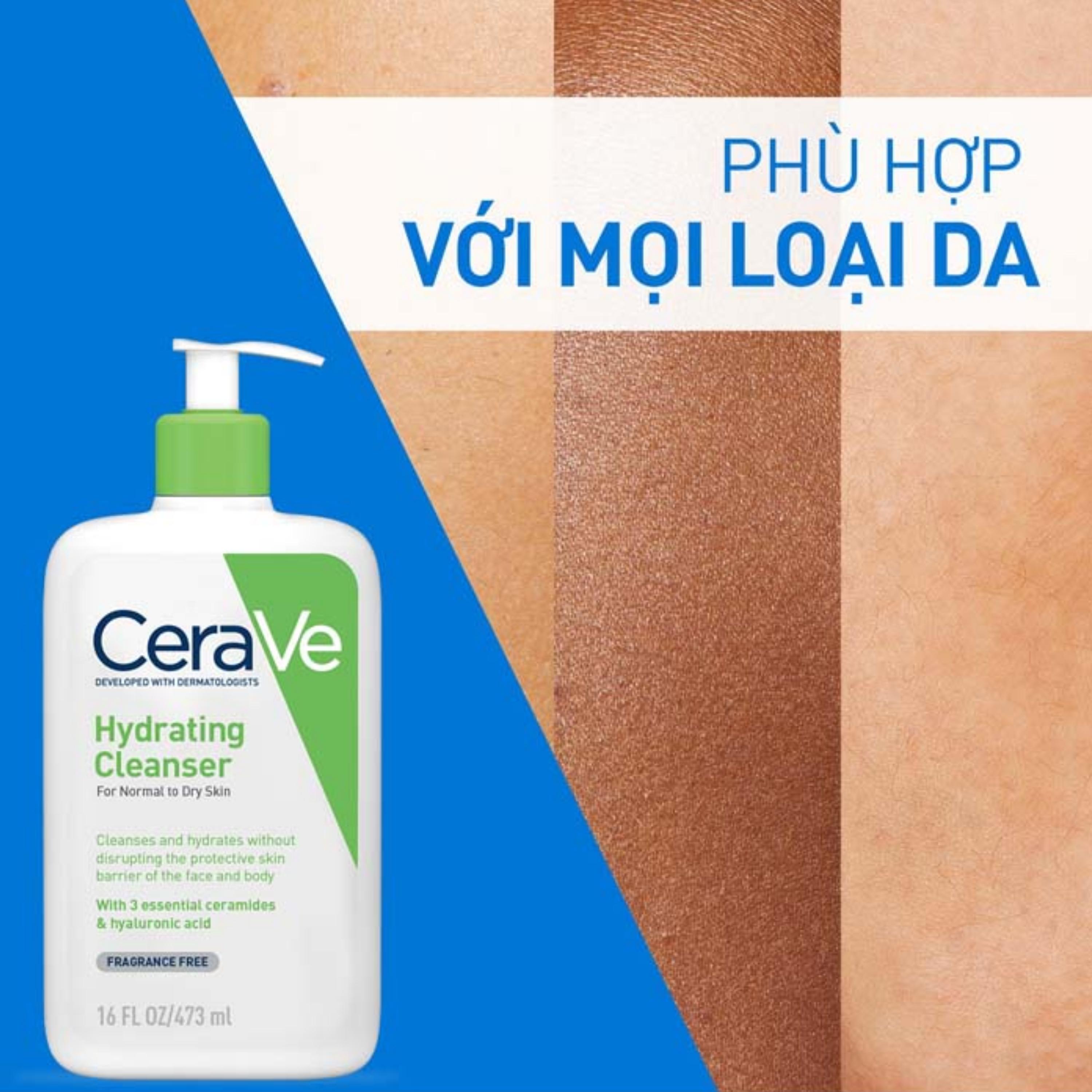 Sữa rửa mặt cho da thường và khô Cerave Hydrating Cleanser 473ml