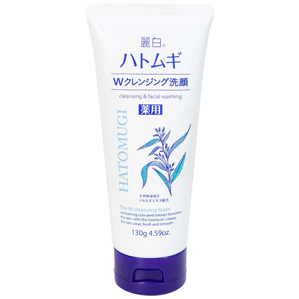 Sữa rửa mặt tẩy trang Reihaku Hatomugi W Cleansing Foam làm sạch tế bào chết, dưỡng ẩm (130g)