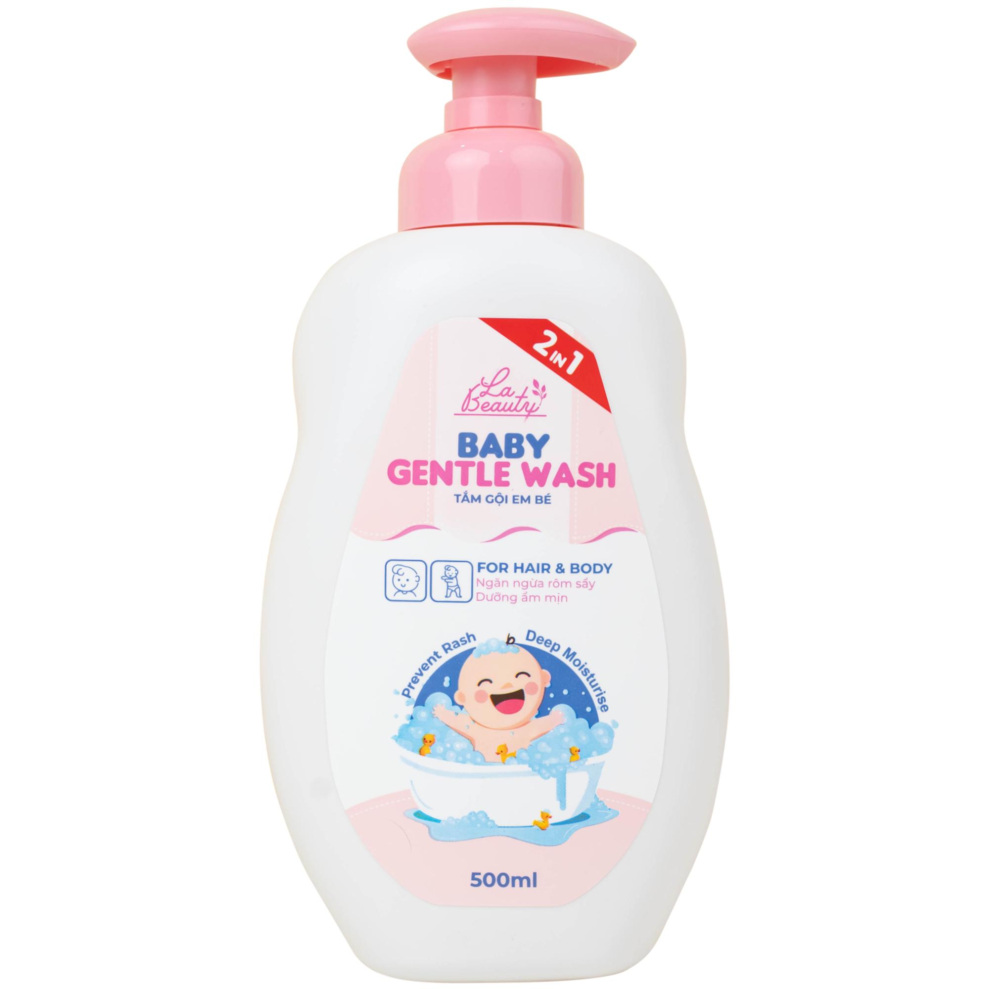 Sữa tắm gội em bé Gentle Wash 500ml La Beauty giảm và ngăn ngừa rôm sảy, hăm da 