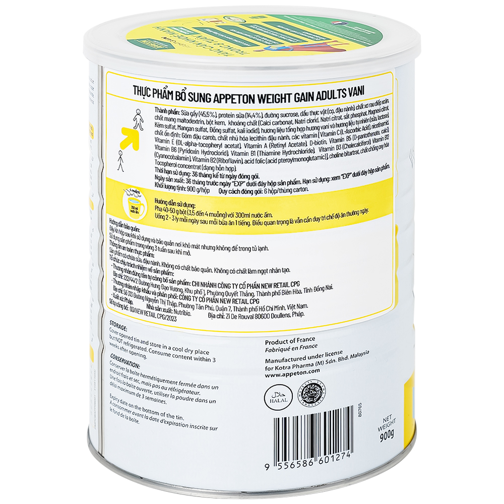 Sữa tăng cân hiệu quả từ 12 tuổi Appeton Weight Gain hương vani (900g)