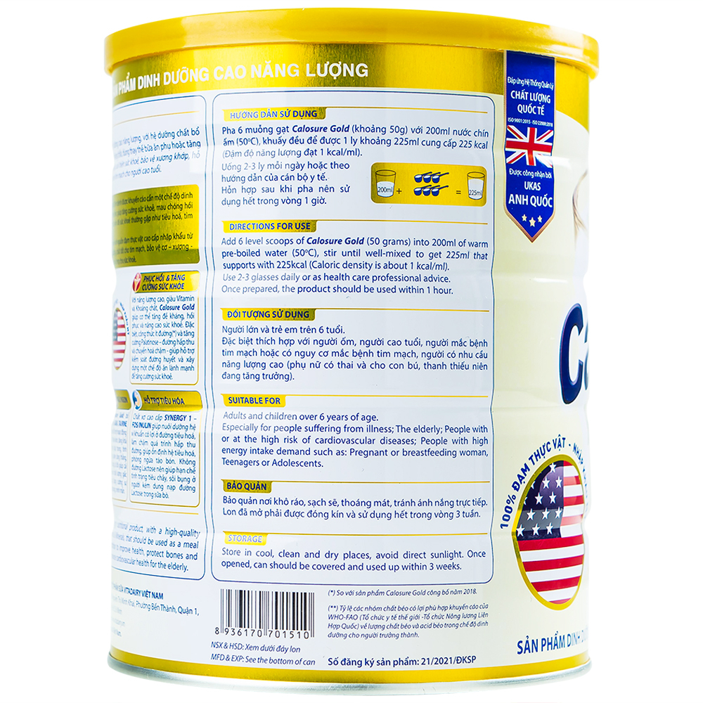 Sữa tăng cường sức khỏe tim mạch CaloSure gold Vitadairy (900g)