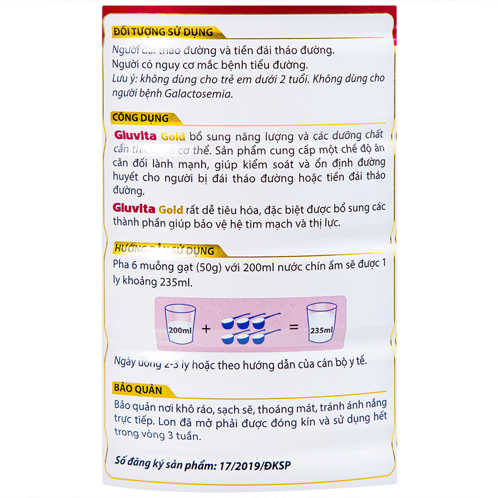 Sữa bổ sung dinh dưỡng cho người đái tháo đường Gluvita Gold Vitadairy (900g)