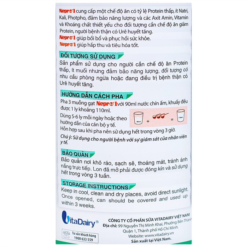 Sữa bổ sung dinh dưỡng giảm protein người bệnh thận Nepro 1 (400g)