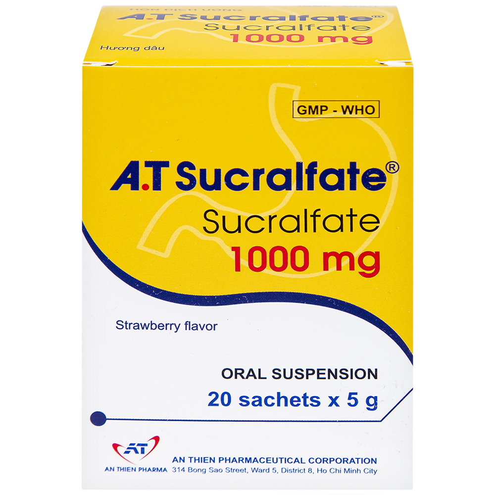 Hỗn dịch uống A.T Sucralfate 1000mg An Thiên điều trị loét dạ dày tá tràng (20 gói x 5g)
