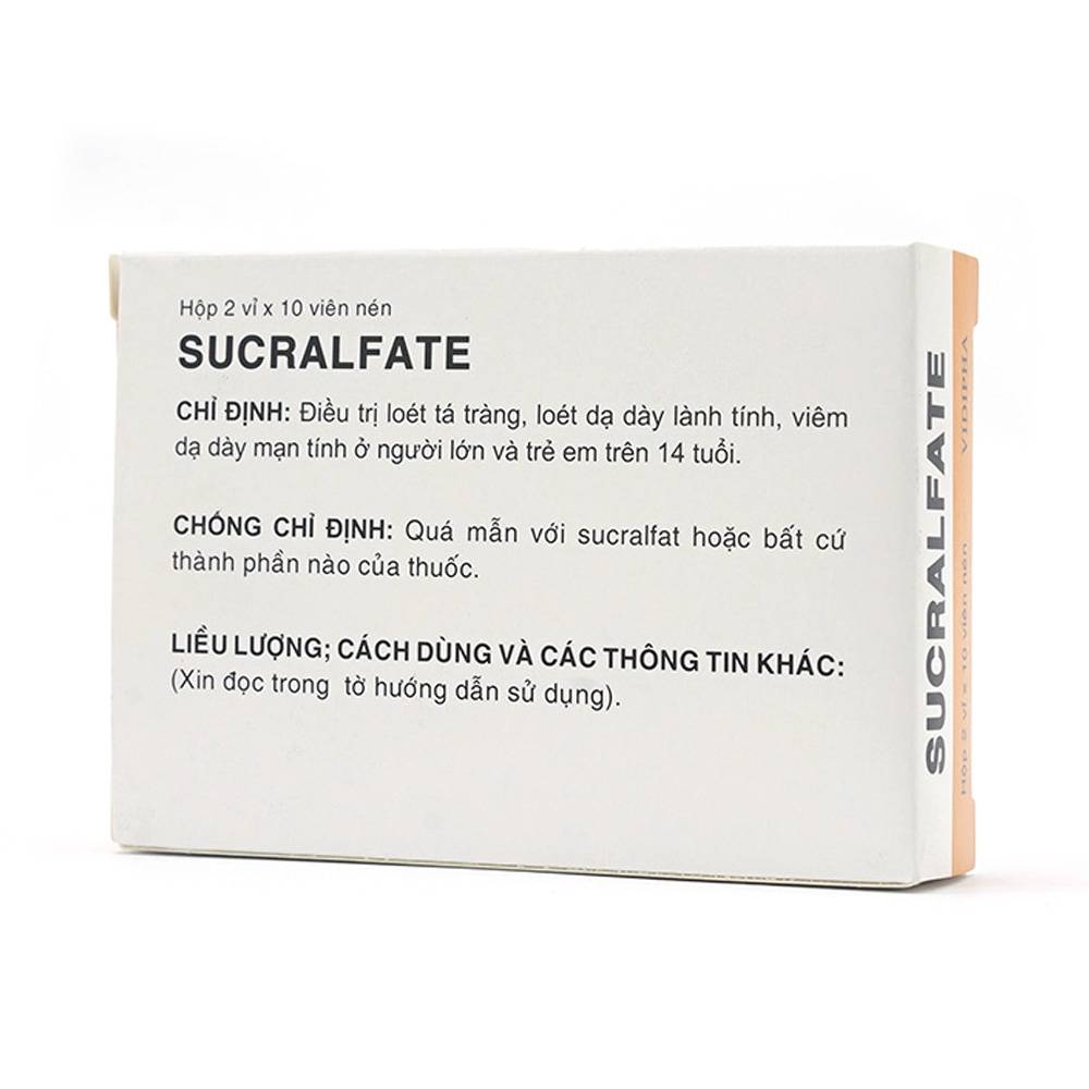 Thuốc Sucralfate Vidipha điều trị loét tá tràng - dạ dày (2 vỉ x 10 viên)