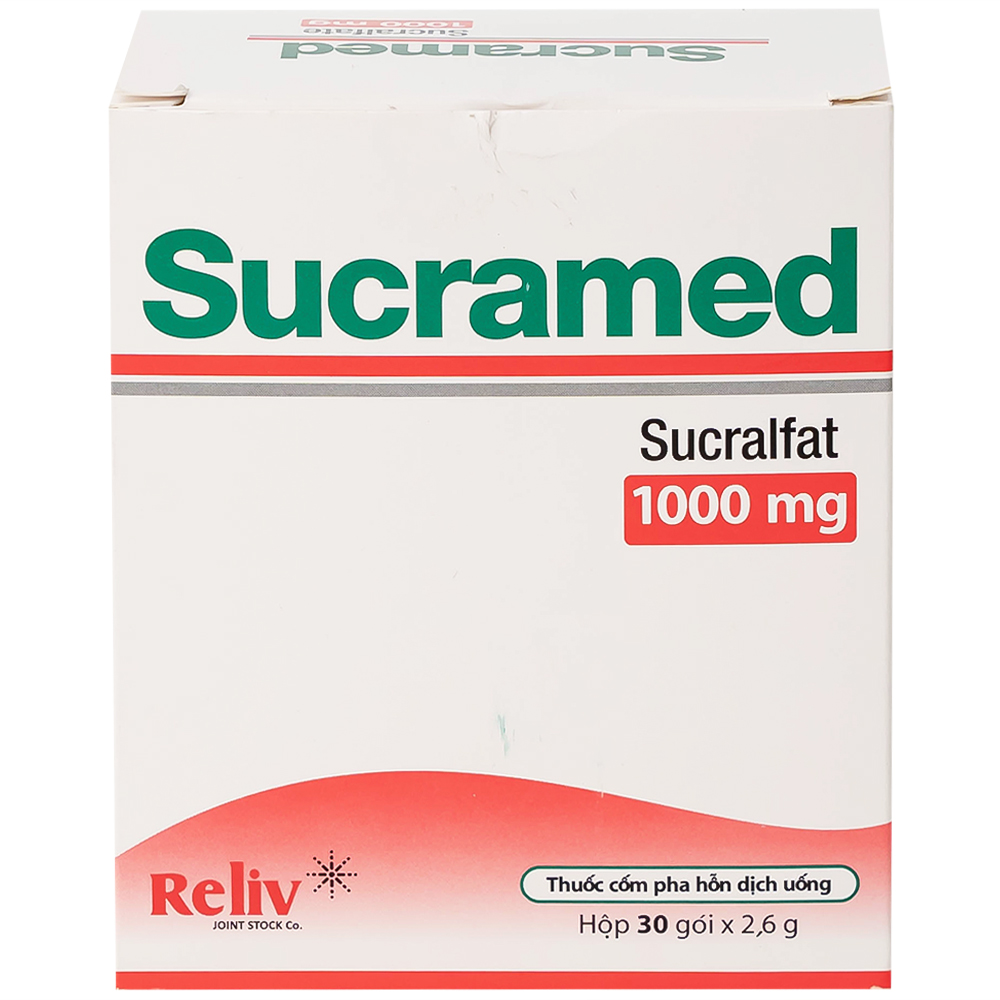 Thuốc cốm pha hỗn dịch uống Sucramed Sucralfat 1000mg Reliv điều trị loét dạ dày và tá tràng (30 gói)