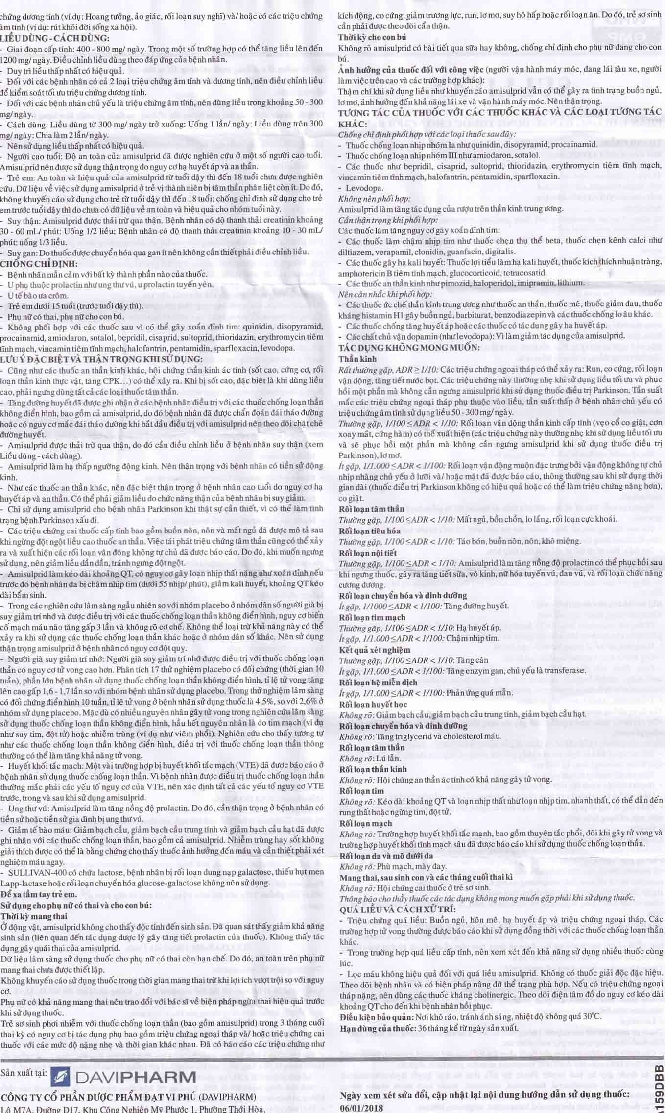 Thuốc Sullivan Davipharm điều trị bệnh tâm thần phân liệt (4 vỉ x 7 viên)