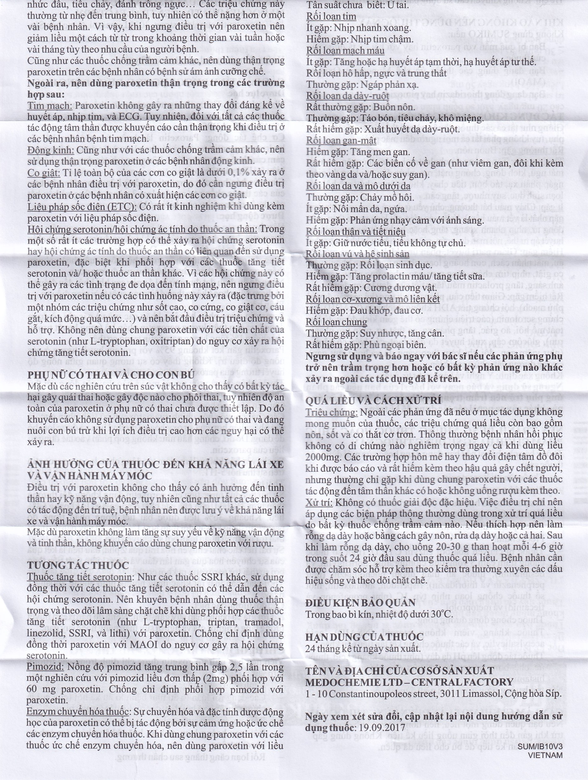 Thuốc Sumiko 20mg Medochemie điều trị bệnh trầm cảm (5 vỉ x 10 viên)