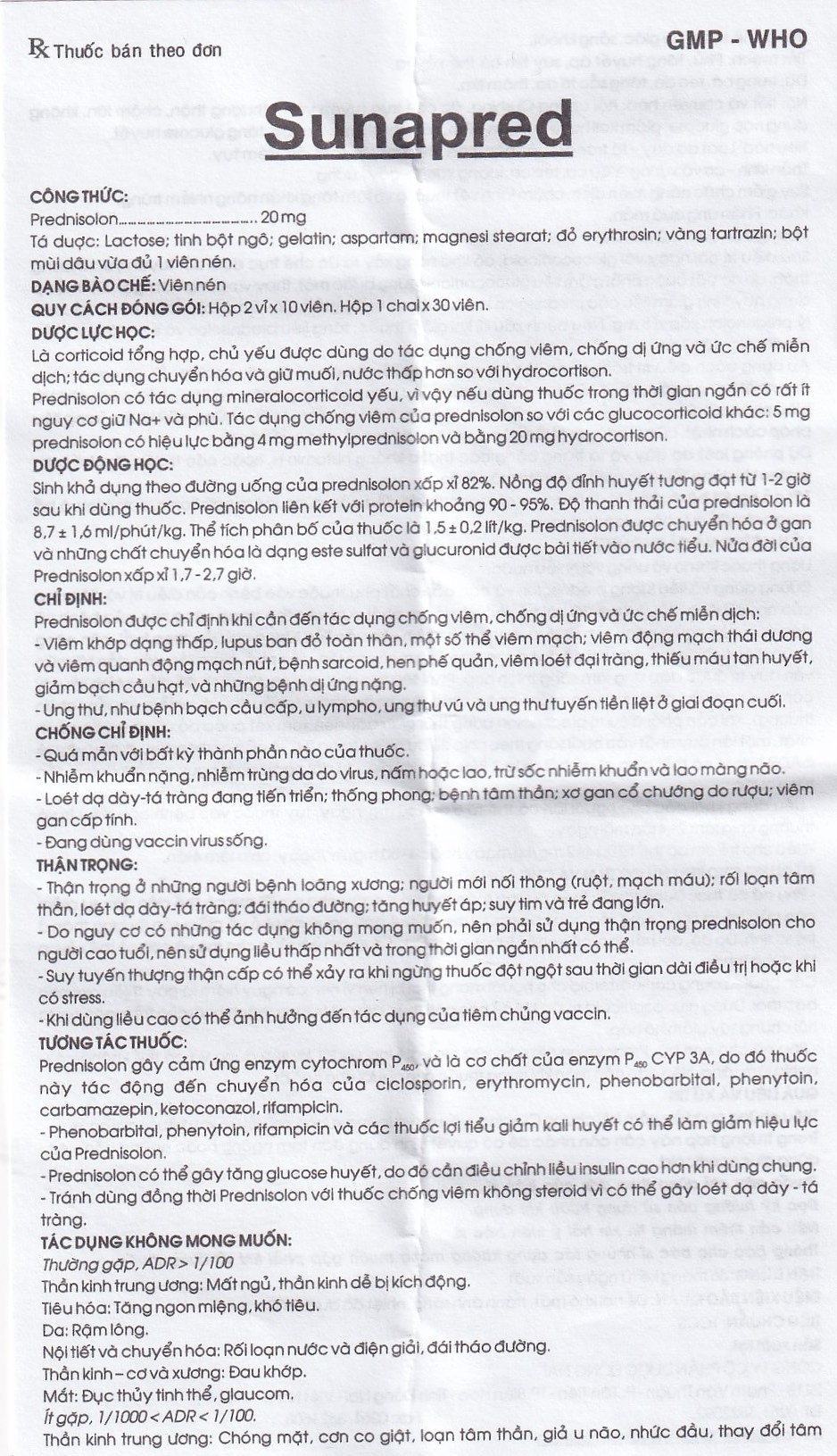 Thuốc Sunapred 20mg Donaipharm chống viêm, chống dị ứng (30 viên) 