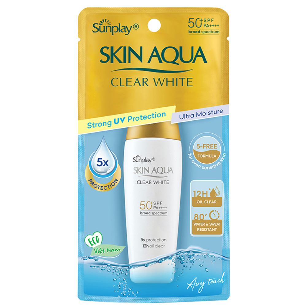 Sữa chống nắng Sunplay Skin Aqua SPF50+ Clear White dưỡng trắng da, mịn màng (25g)
