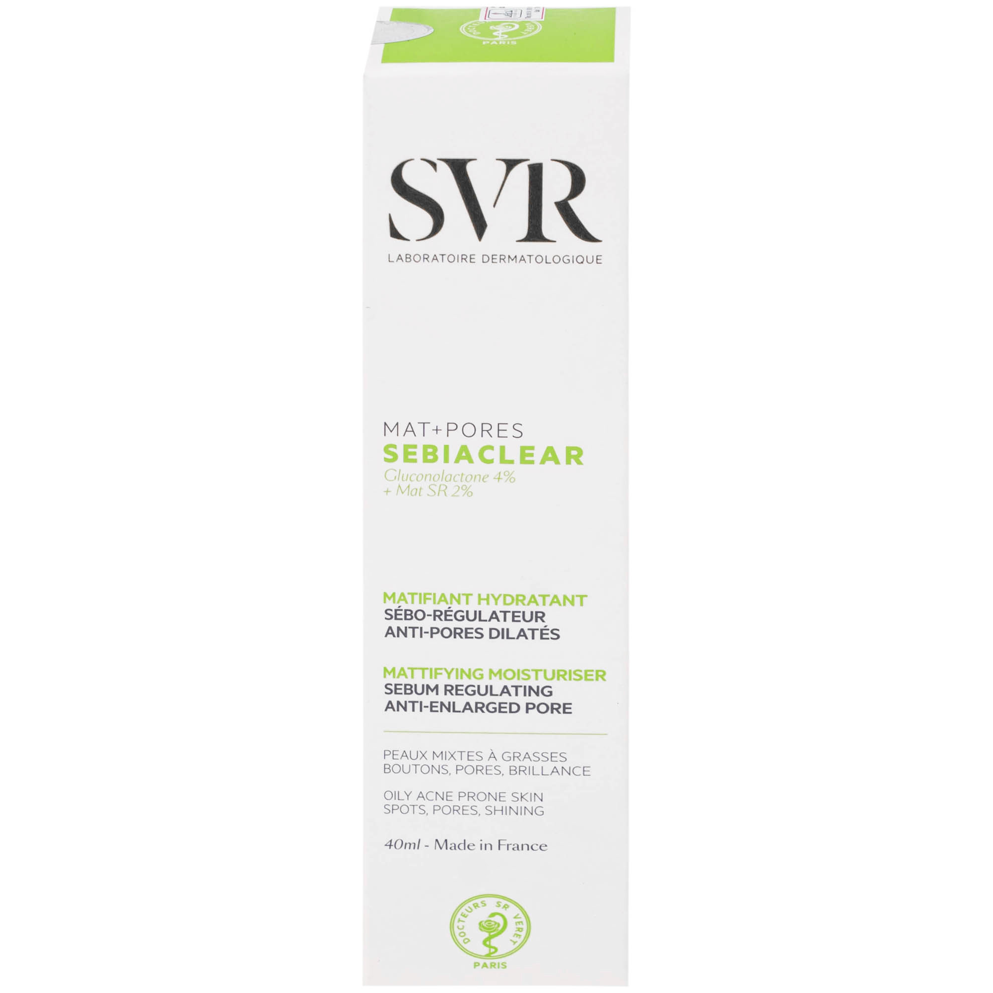 Kem SVR Sebiaclear Mat And Pores điều hòa bã nhờn, dưỡng ẩm, thu nhỏ lỗ chân lông (40ml)