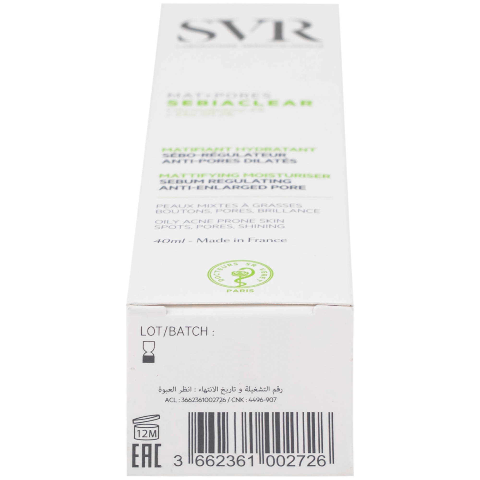 Kem SVR Sebiaclear Mat And Pores điều hòa bã nhờn, dưỡng ẩm, thu nhỏ lỗ chân lông (40ml)