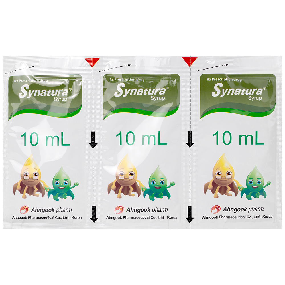 Siro Synatura Syrup AhnGook điều trị nhiễm khuẩn đường hô hấp trên cấp tính và viêm phế quản mạn tính (9 gói x 10ml)
