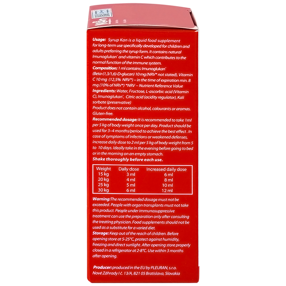 Siro hỗ trợ tăng cường sức đề kháng ở trẻ Syrup Kan (120ml)