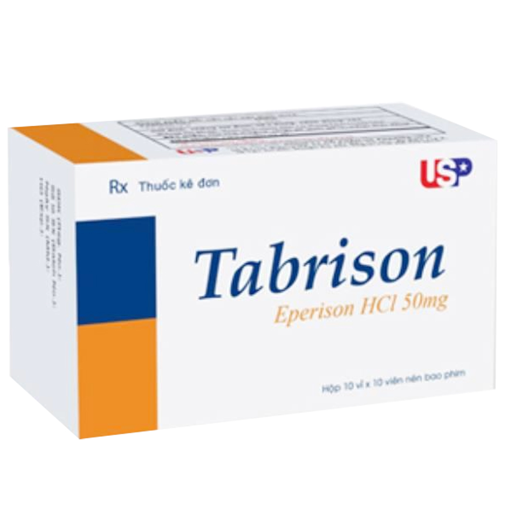 Thuốc Tabrison 50mg USP cải thiện chứng tăng trương lực cơ, hội chứng đốt sống cổ (10 vỉ x 10 viên)