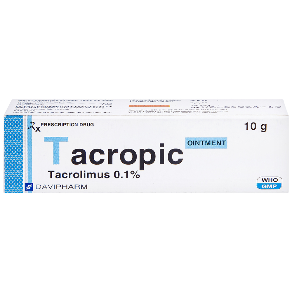 Thuốc mỡ Tacropic Tacrolimus 0,1% Davipharm điều trị chàm thể tạng (10g)