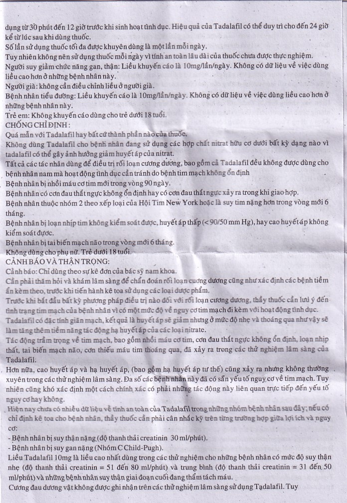 Thuốc Tadachem-20 Aurochem điều trị rối loạn cương dương (2 vỉ x 2 viên)