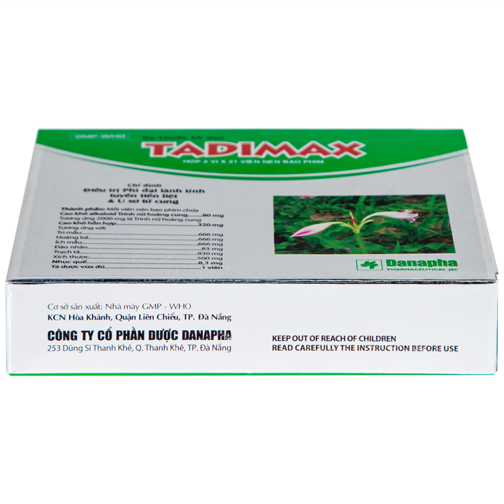 Thuốc Tadimax Danapha điều trị phì đại lành tính tuyến tiền liệt và u xơ tử cung (2 vỉ x 21 viên)
