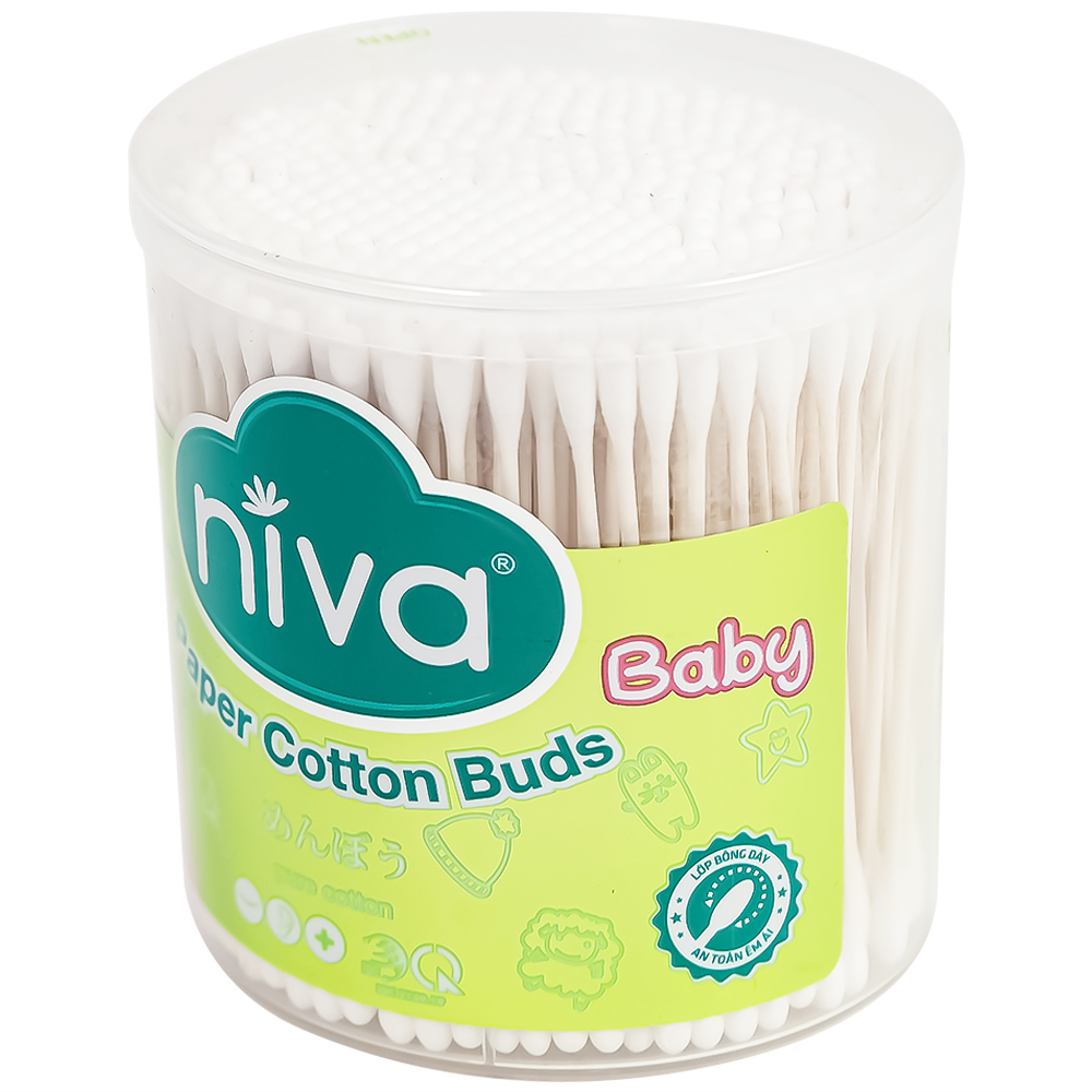 Tăm bông sơ sinh Niva BHP2 2 đầu tròn vệ sinh tai, mũi, vệ sinh cá nhân (400 que) 