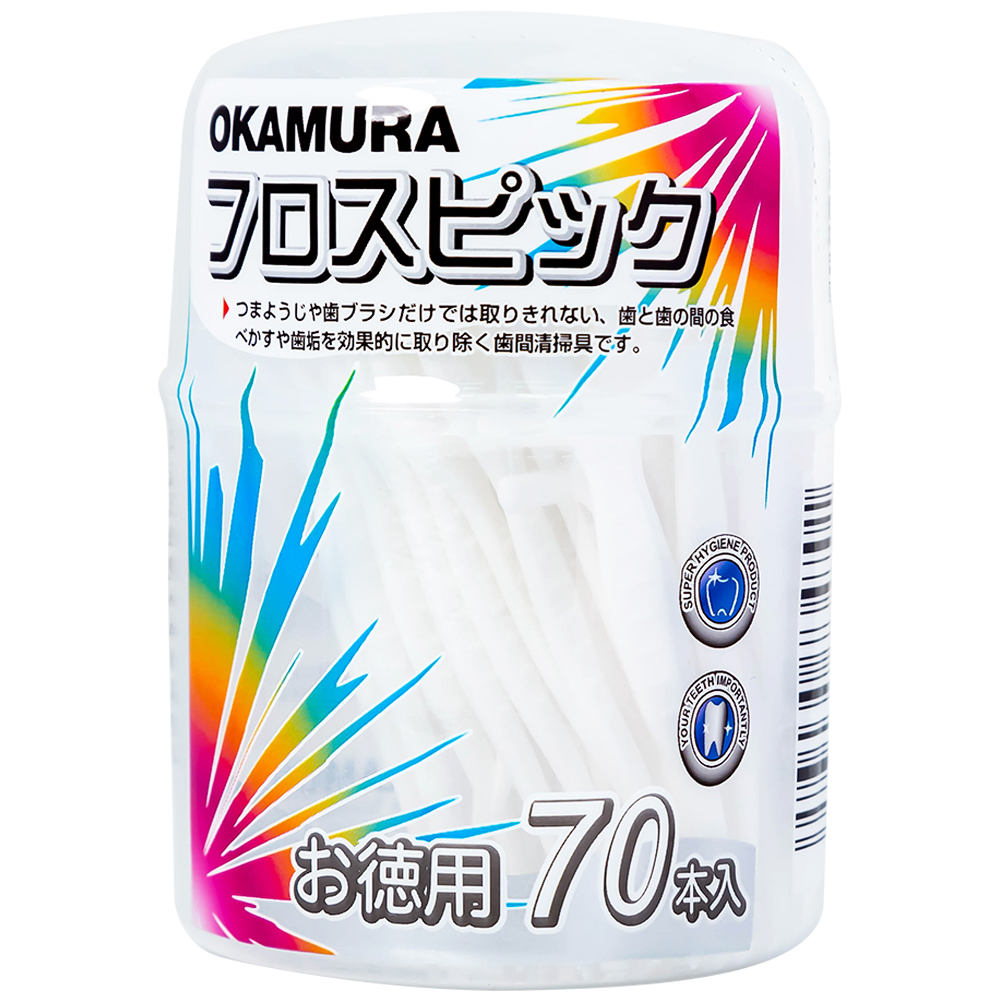 Tăm chỉ kẽ răng Okamura hỗ trợ làm sạch mảng bám thức ăn dư thừa (70 cây)