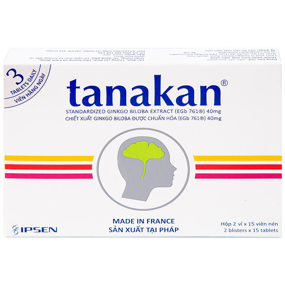 Thuốc Tanakan điều trị triệu chứng rối loạn nhận thức, rối loạn chú ý và trí nhớ (2 vỉ x 15 viên)