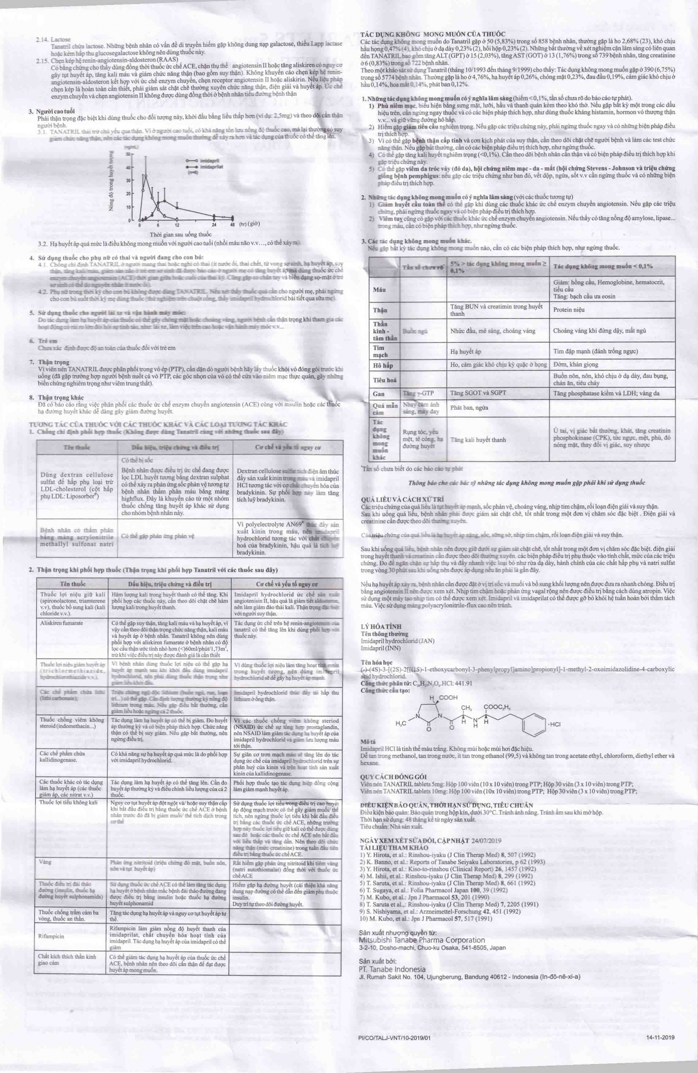 Thuốc Tanatril Tablets 5mg Tanabe điều trị tăng huyết áp vô căn (10 vỉ x 10 viên)