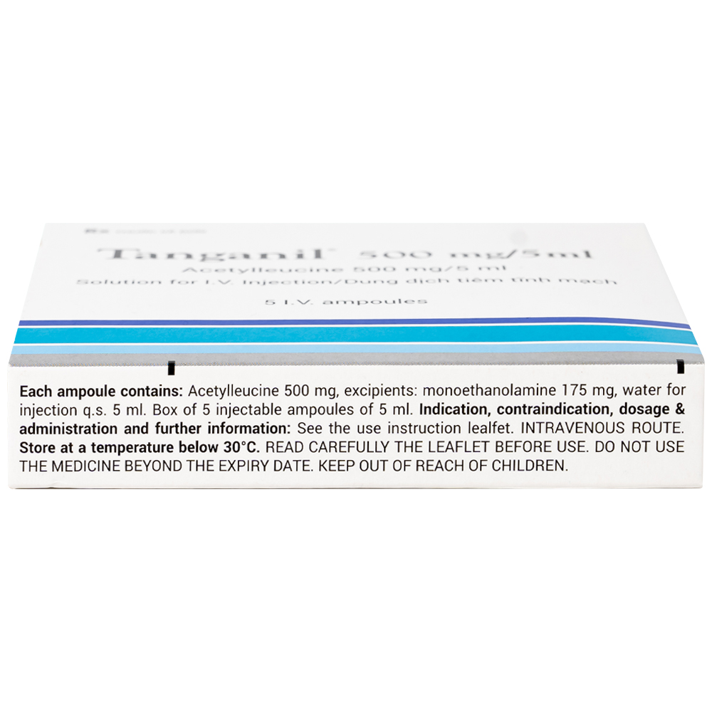 Thuốc tiêm Tanganil 500mg/5ml Pierre Fabre điều trị triệu chứng các cơn chóng mặt (1 vỉ x 5 ống x 25ml) 