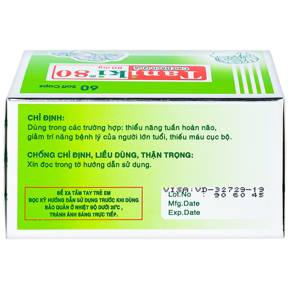 Thuốc Taniki 80 điều trị thiểu năng tuần hoàn não (60 viên)