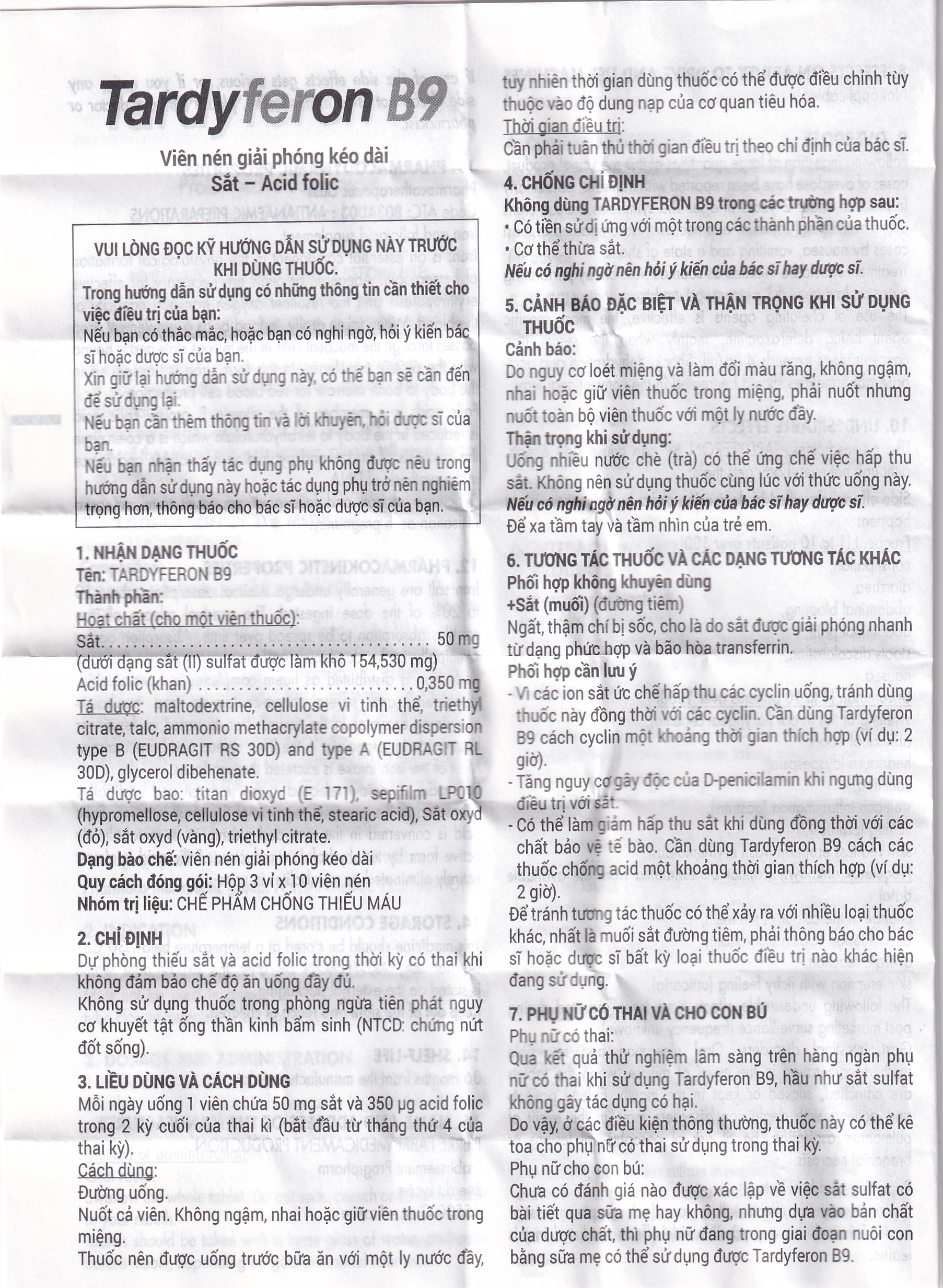 Thuốc Tardyferon B9 Pierre Fabre dự phòng thiếu sắt, acid folic cho phụ nữ có thai (3 vỉ x 10 viên)