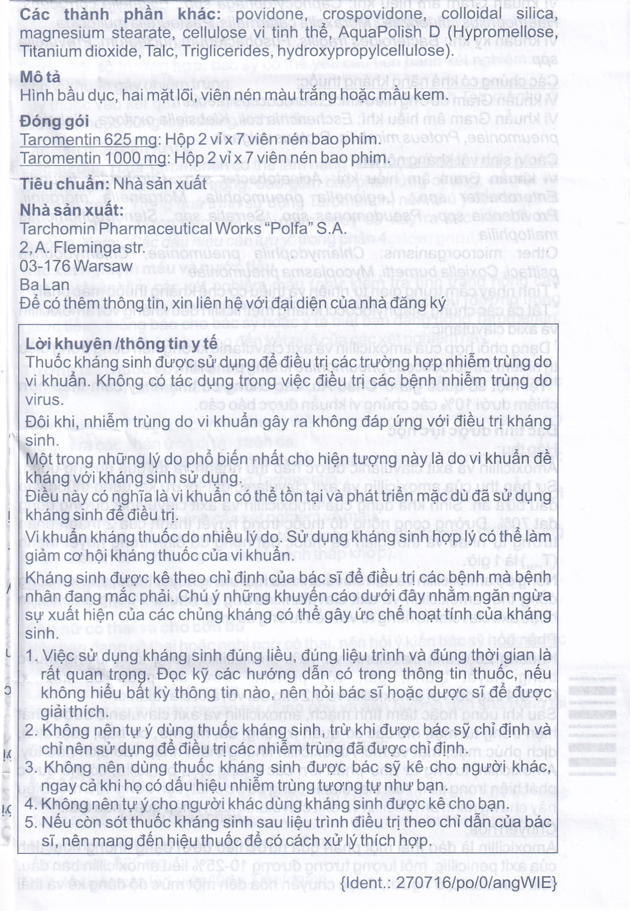 Thuốc Taromentin 1000mg Polfarmex điều trị viêm xoang cạnh mũi (2 vỉ x 7 viên)