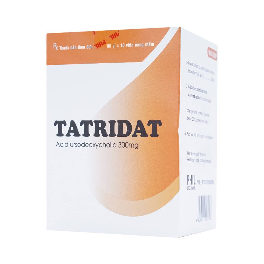 Thuốc Tatridat 300mg Phil dùng làm tan sỏi mật giàu Cholesterol, điều trị xơ gan (6 vỉ x 10 viên)
