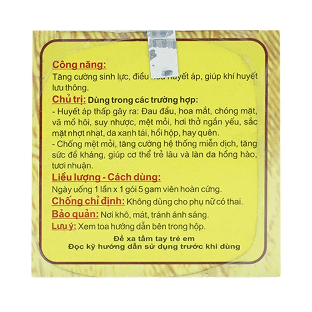 Thuốc Tây Thi Thái Dương điều trị huyết áp thấp, chống mệt mỏi (10 gói x 5g) 