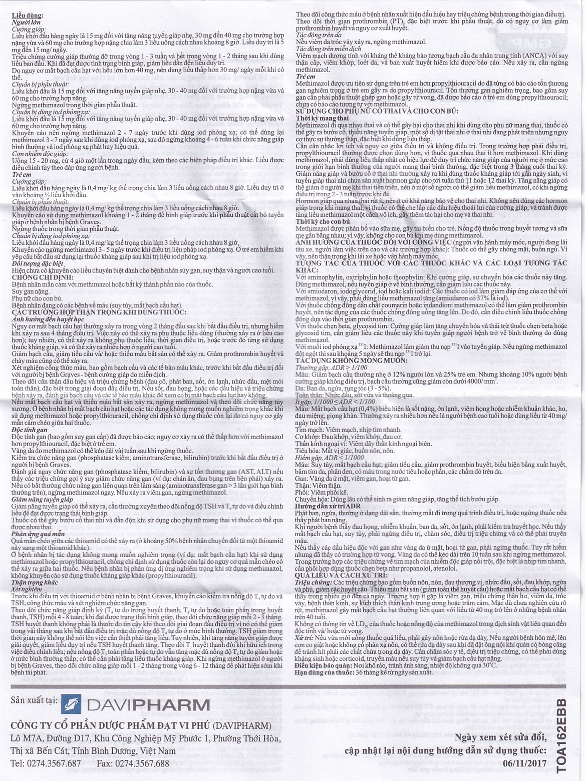 Thuốc Tazilex Davipharm điều trị trước khi phẫu thuật tuyến giáp (10 vỉ x 10 viên) 