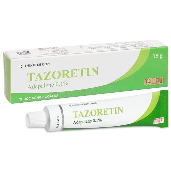 Thuốc bôi Tazoretin Adapalene 0.1% Medisun điều trị tại chỗ mụn trứng cá vừa và nhẹ (15g)