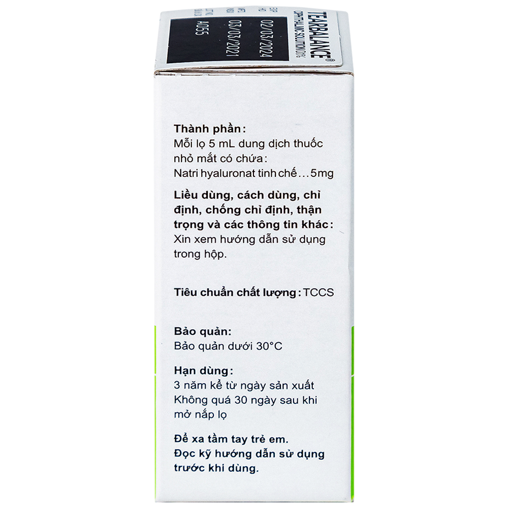 Dung dịch thuốc nhỏ mắt Tearbalance 0.1% điều trị tổn thương biểu mô kết - giác mạc (5ml)