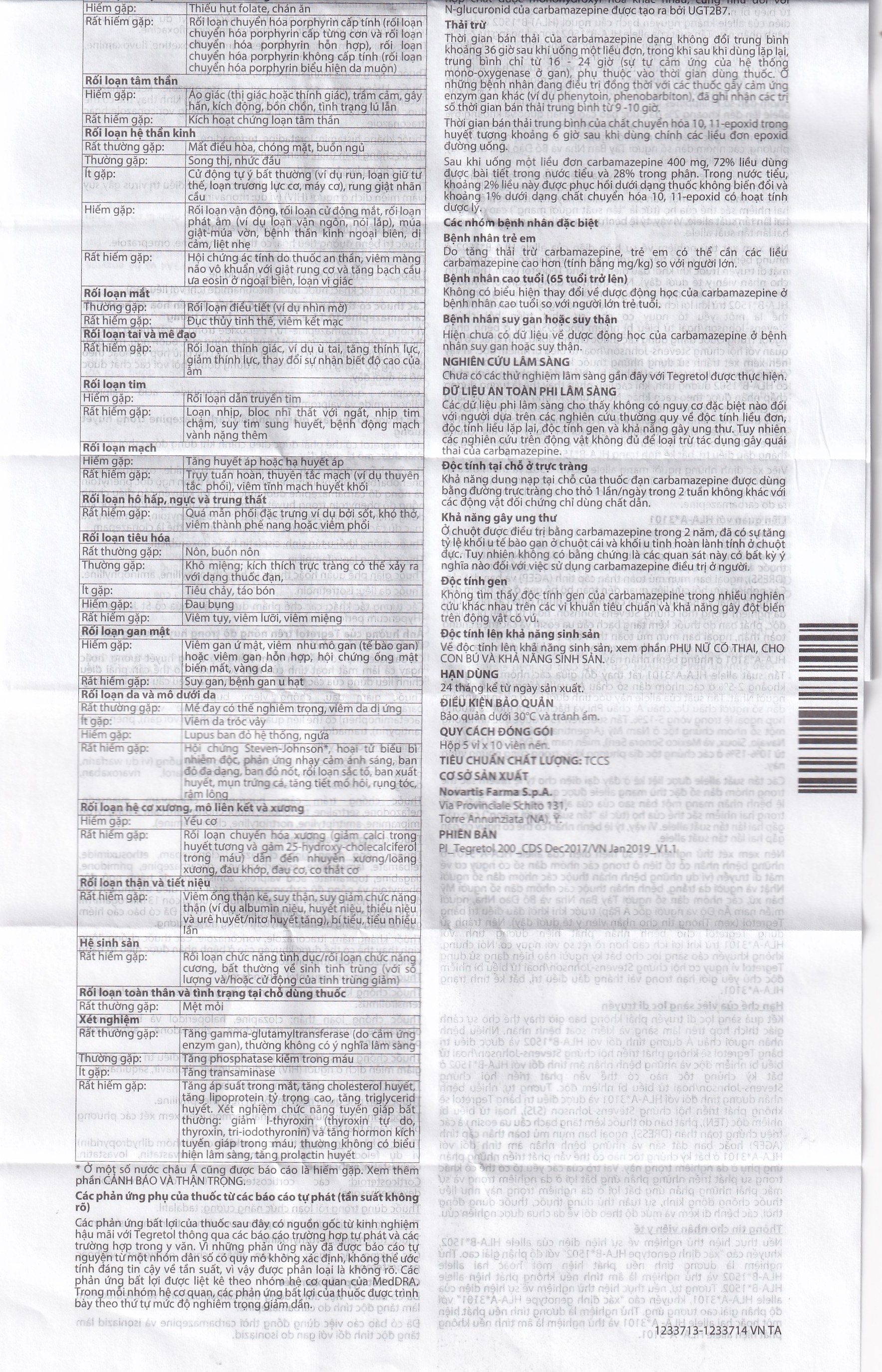 Thuốc Tegretol 200 Novartis điều trị bệnh động kinh (5 vỉ x 10 viên)