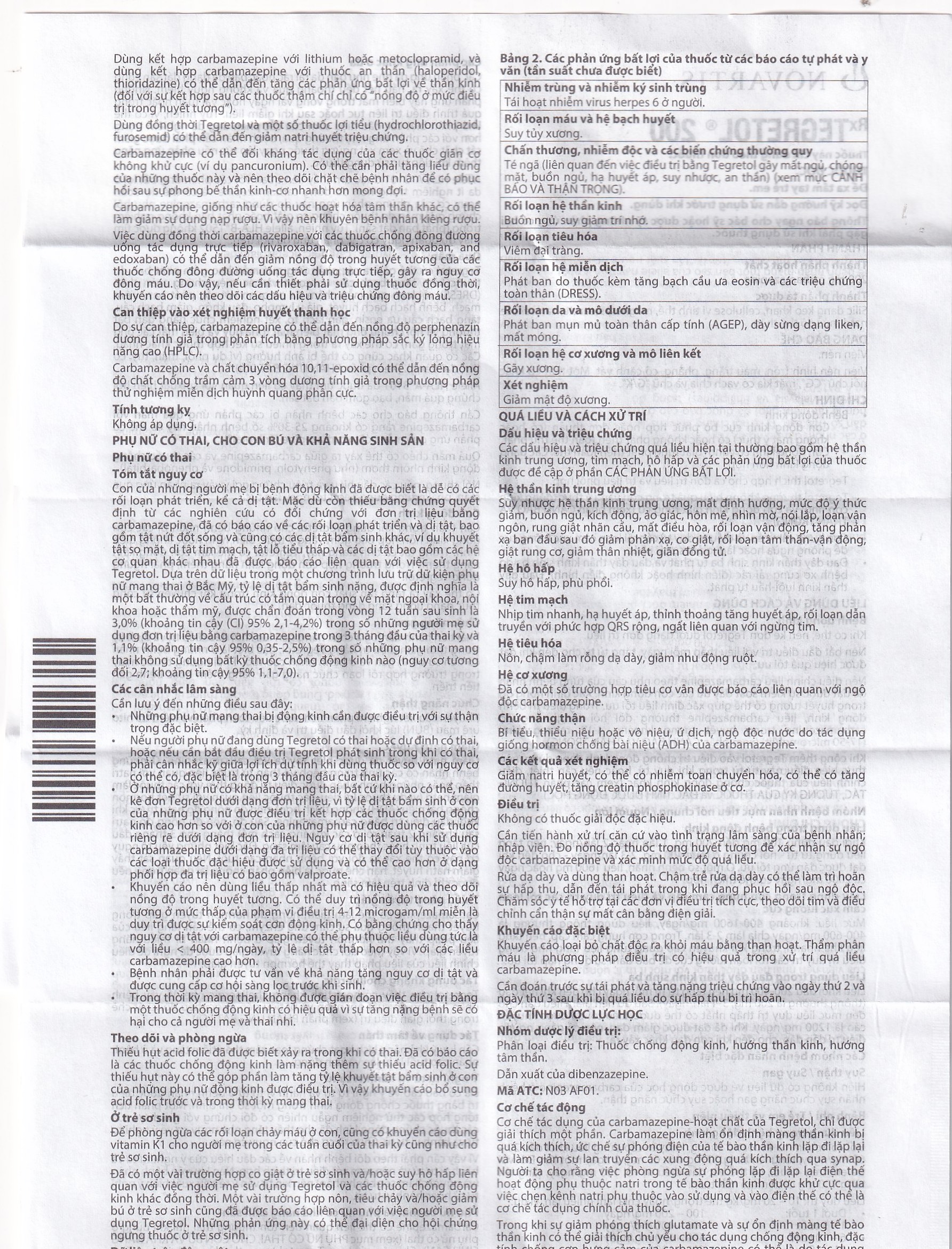 Thuốc Tegretol 200 Novartis điều trị bệnh động kinh (5 vỉ x 10 viên)