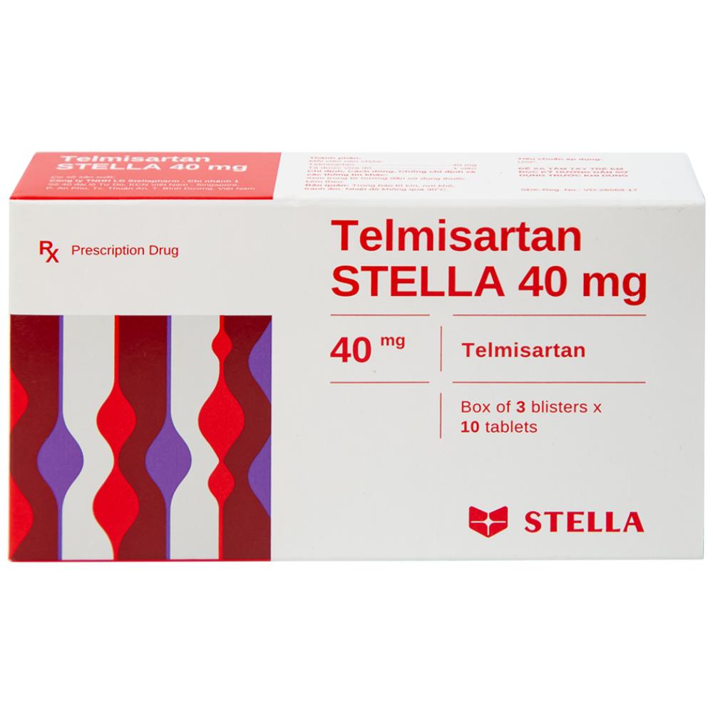 Thuốc Telmisartan Stella 40mg điều trị tăng huyết áp, phòng ngừa tim mạch (3 vỉ x 10 viên) 