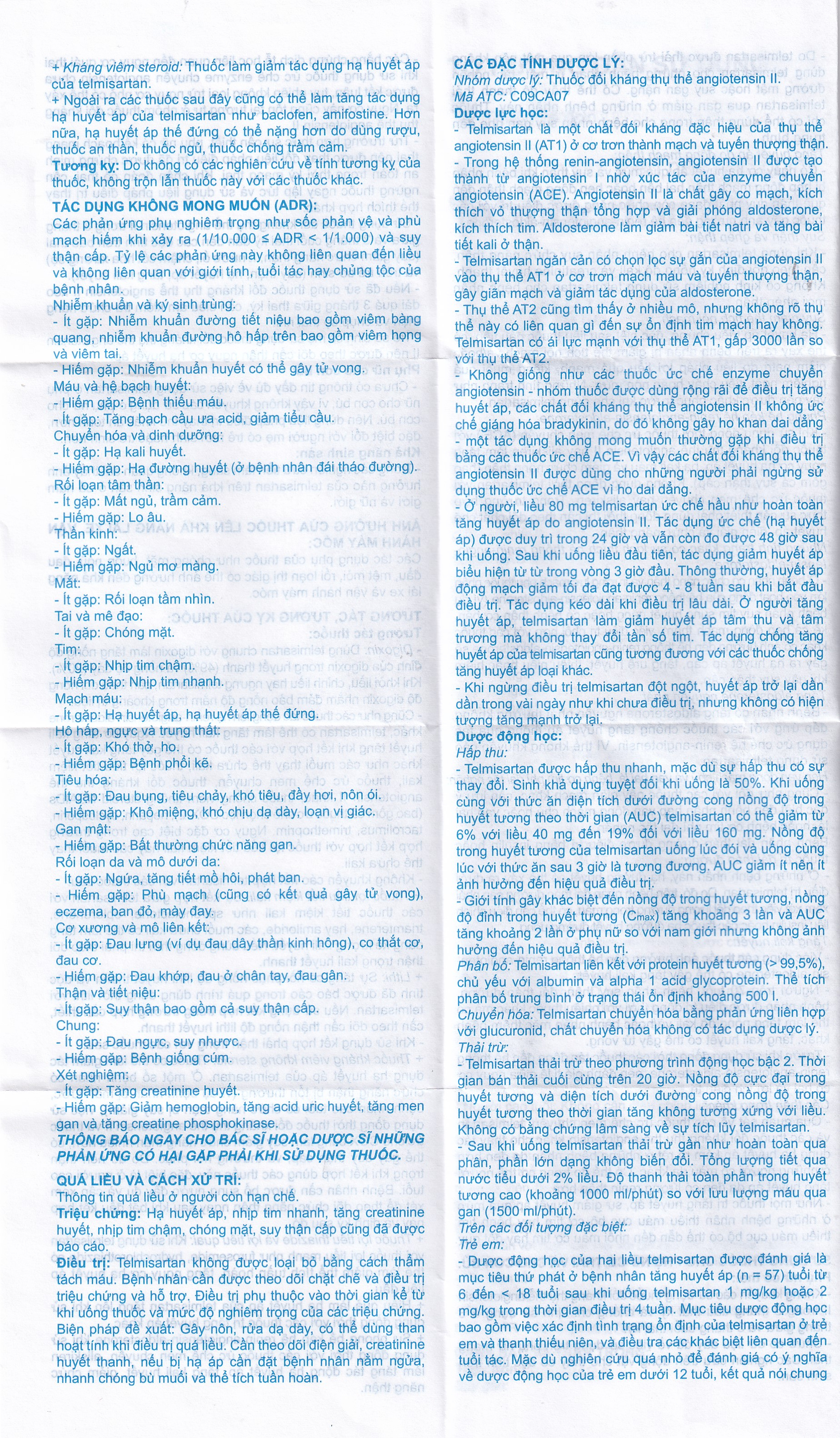 Thuốc Telmisartan 40 A.T An Thiên điều trị tăng huyết áp (3 vỉ x 10 viên)