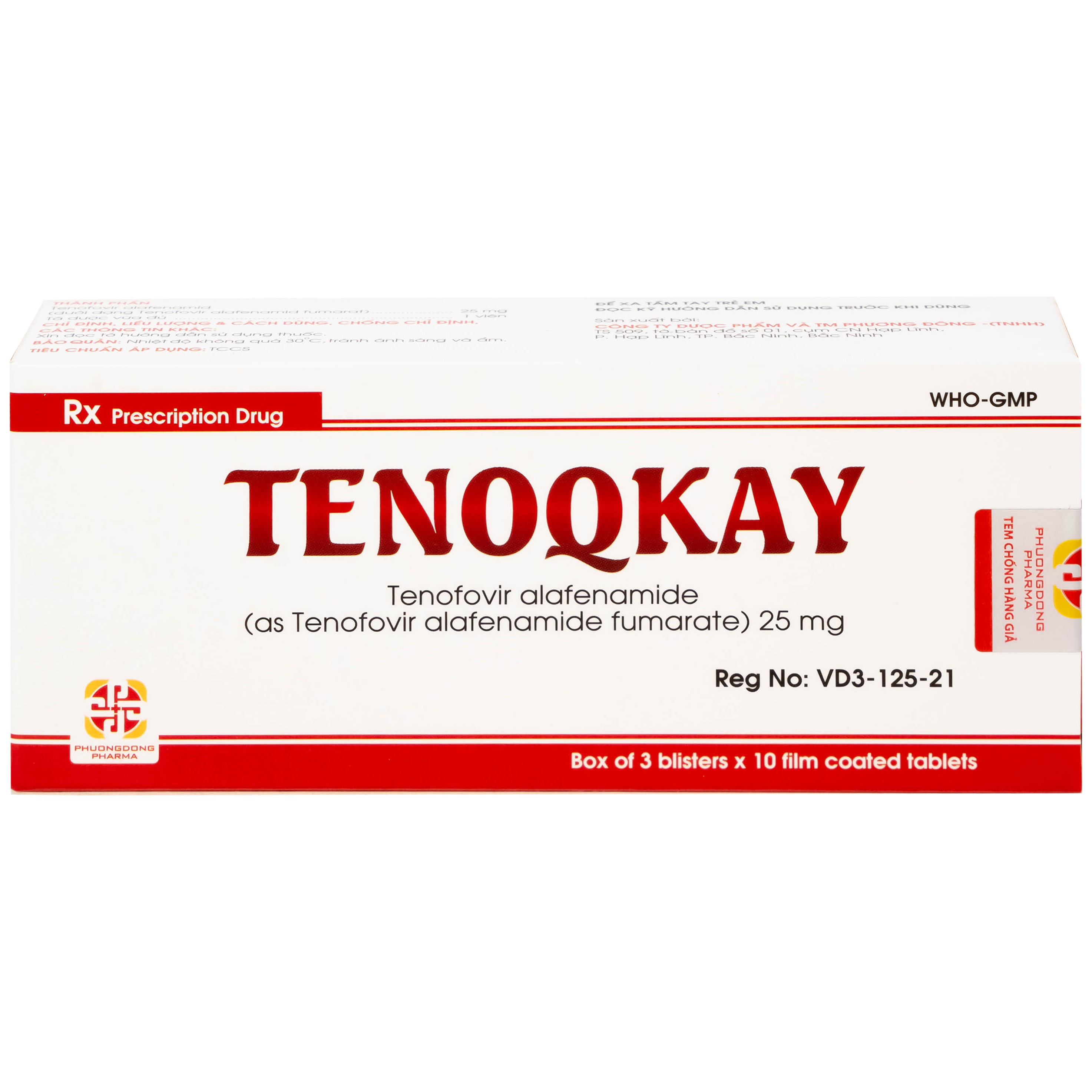Thuốc Tenoqkay 25mg Phương Đông điều trị bệnh viêm gan siêu vi B mạn tính (3 vỉ x 10 viên)