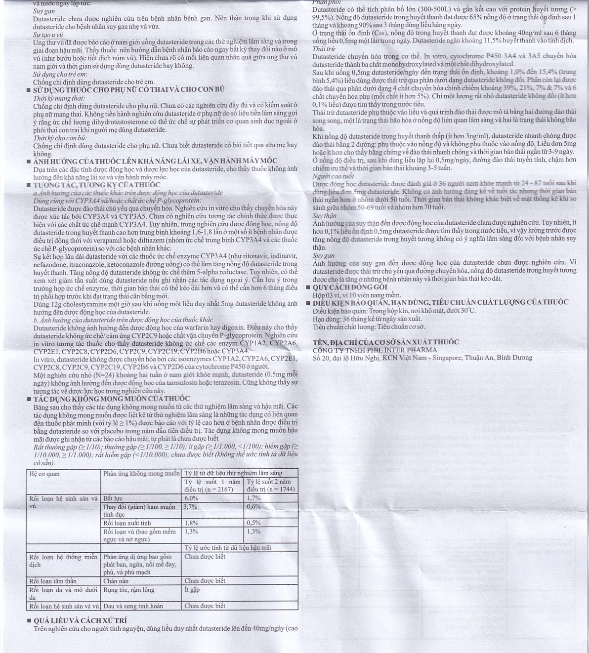 Thuốc Tenricy 0.5mg Phil điều trị triệu chứng phì đại tuyến tiền liệt lành tính (3 vỉ x 10 viên)