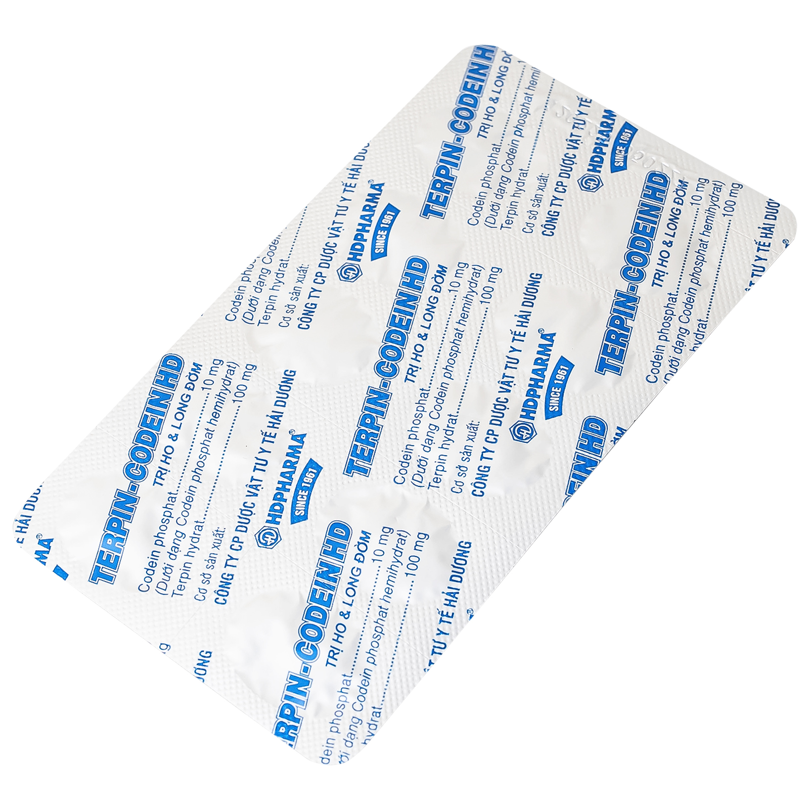 Thuốc Terpin-codein HD Hdpharma điều trị triệu chứng ho khan hoặc kích ứng (5 vỉ x 10 viên)