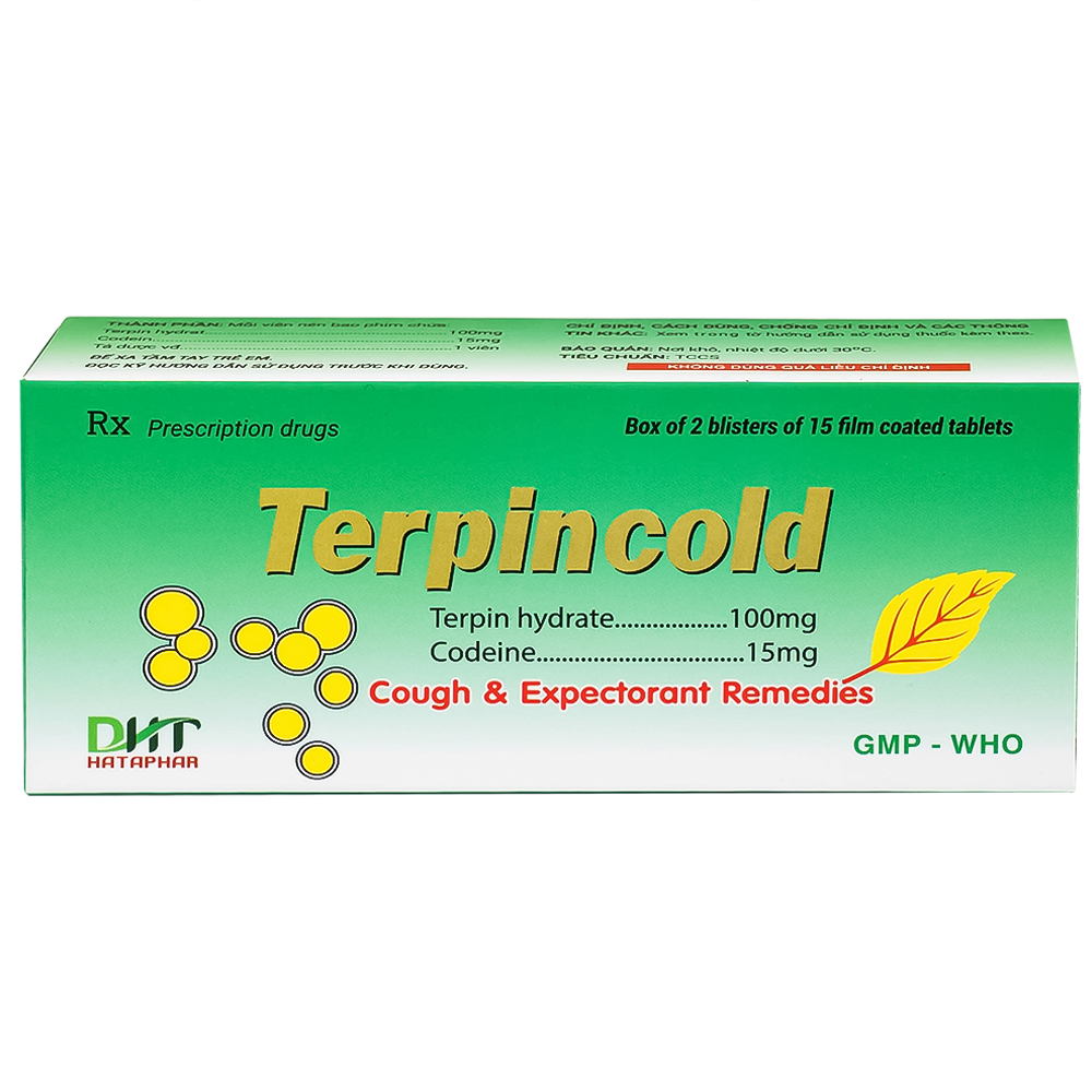 Thuốc Terpincold Hataphar giúp giảm triệu chứng ho, long đờm (2 vỉ x 15 viên)