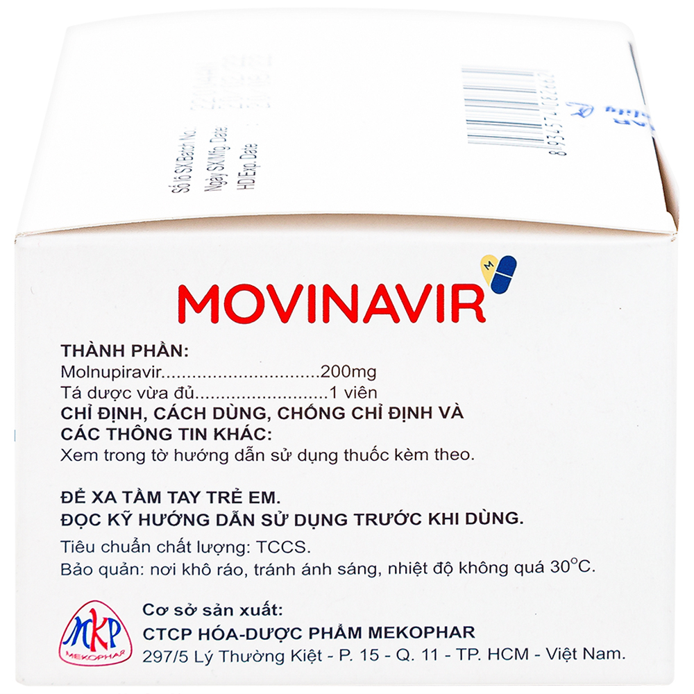 Thuốc Movinavir 200mg Mekophar điều trị Covid-19 mức độ nhẹ đến trung bình (10 vỉ x 10 viên)