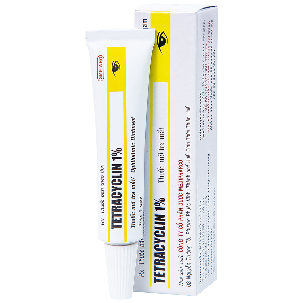 Thuốc mỡ tra mắt Tetracyclin 1% Medipharco điều trị đau mắt hột (5g)