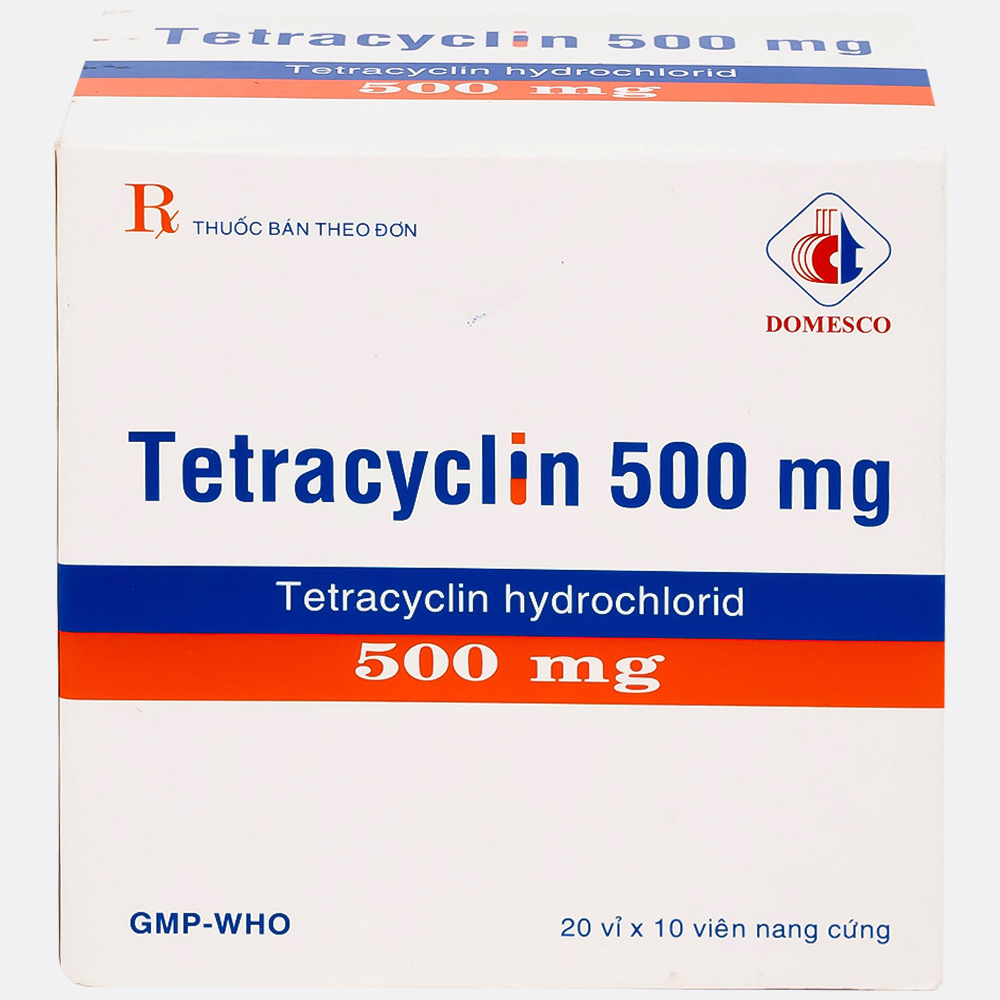 Thuốc Tetracyclin 500mg Domesco điều trị nhiễm khuẩn do vi khuẩn nhạy cảm (20 vỉ x 10 viên)