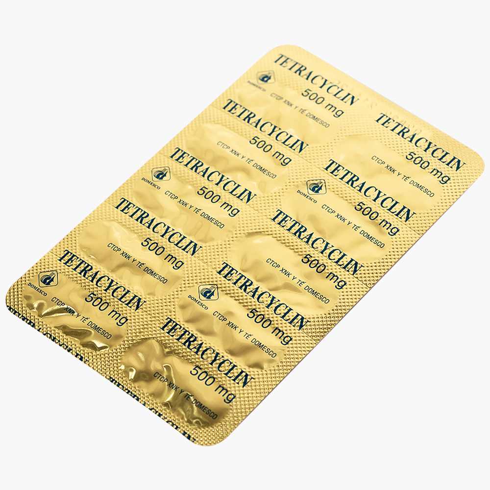 Thuốc Tetracyclin 500mg Domesco điều trị nhiễm khuẩn do vi khuẩn nhạy cảm (20 vỉ x 10 viên)